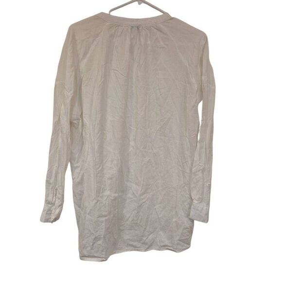 Splendid Women's White Cotton/Rayon Round Neck Long Sleeve Button Down Shirt - Picture 4 of 10
